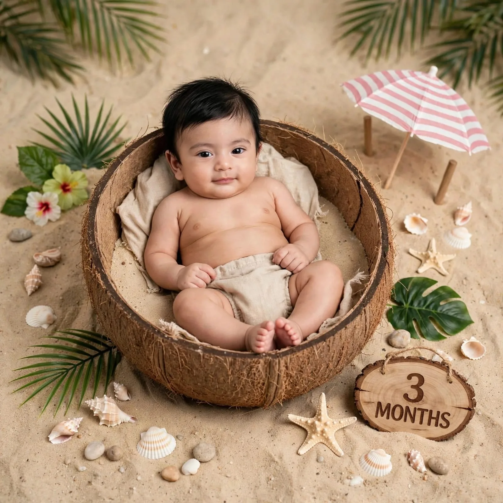 Tropical Coconut 3 Month Milestone theme example